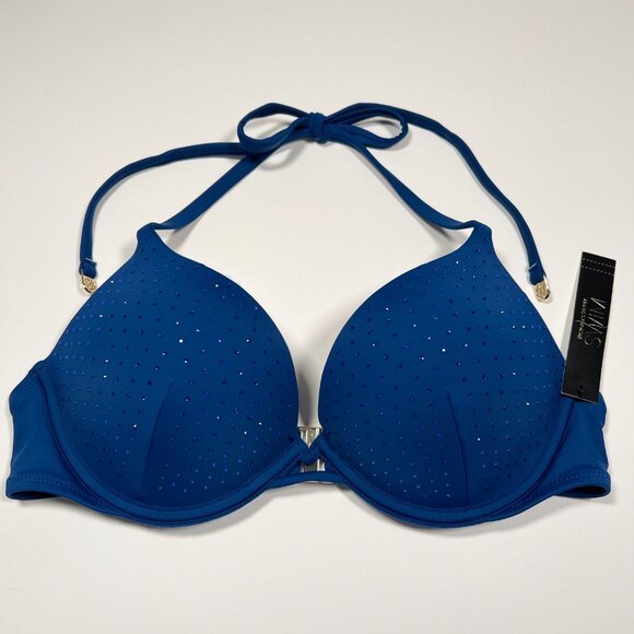 Victoria Secret 36A Bombshell Push Up Bikini Top Shine Add 2 Cups Sapphire Blue - Picture 2 of 10